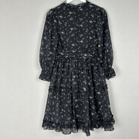 Southern Fried Chics Womens Dress Extra Small Black Ditsy Floral Fairy Feminine - Picture 9 of 16